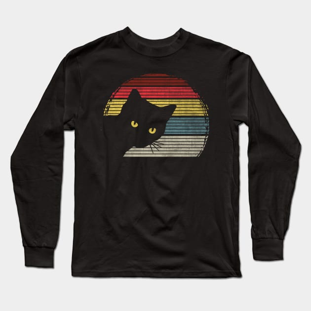 Vintage Cat Silhouette Long Sleeve T-Shirt by Dailygrind